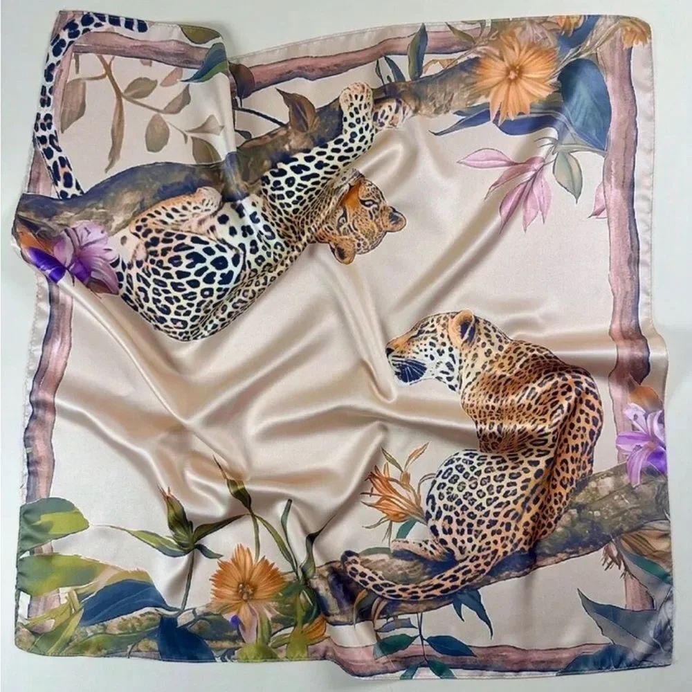 Leopard Print Floral Scarf N1338